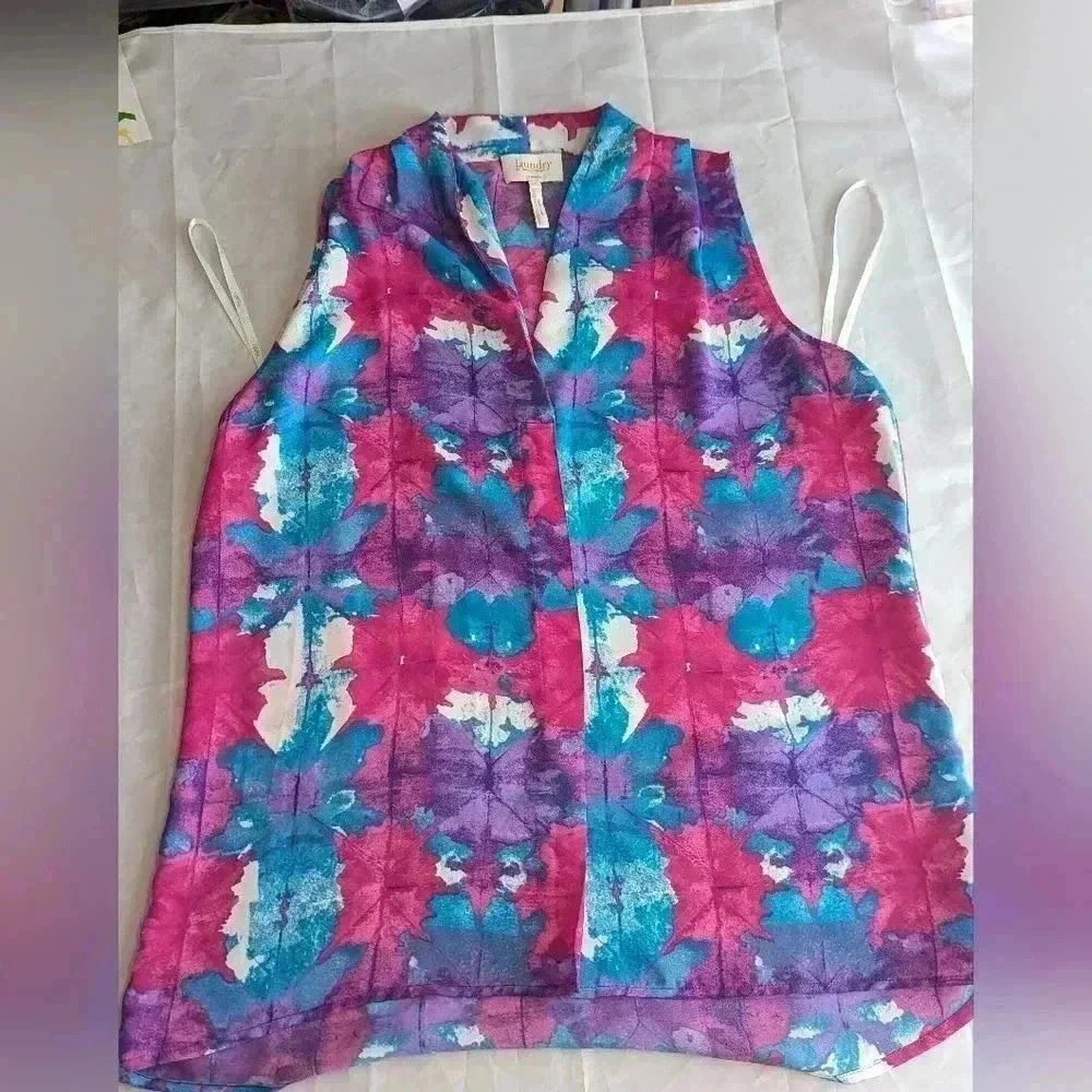 Laundry by Shelli Segal Women's Sleeveless Blouse Multicolor V-neck Size S - Picture 9 of 13